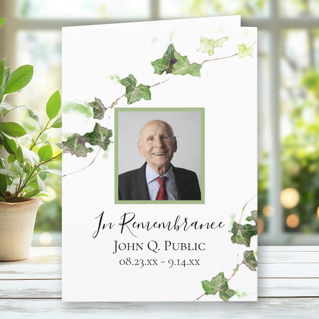 Programa Serviço Funeral Ivy Vine em Inglês Verde Dobrado (Criador carregado)