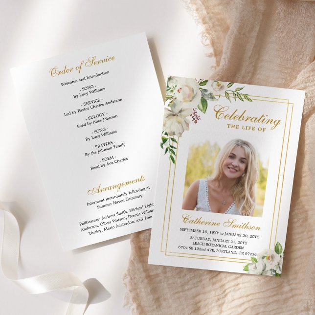 Programa Serviço Funerário Memorial Floral Elegante Ordem d (Criador carregado)