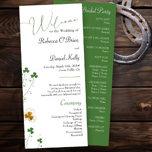 Programa Shamrock Wildflower Green e Dourado Casamento Eleg