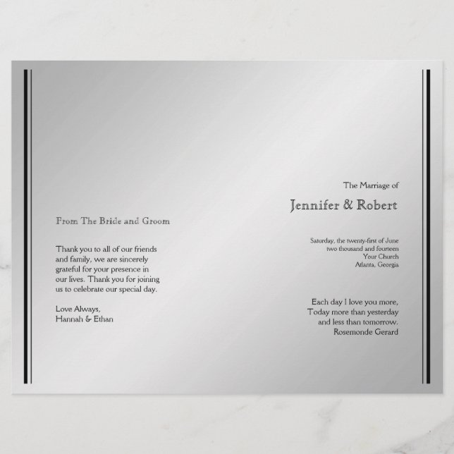 Programa Silver Elegance Wedding (Frente)