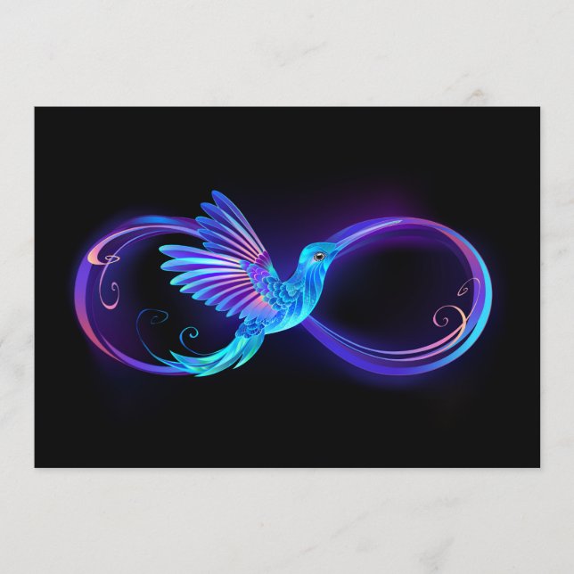 Programa Símbolo Neon Infinity com Hummingbird brilhante (Frente)