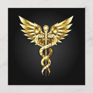 Programa Símbolo Poligonal Dourado Caduceu