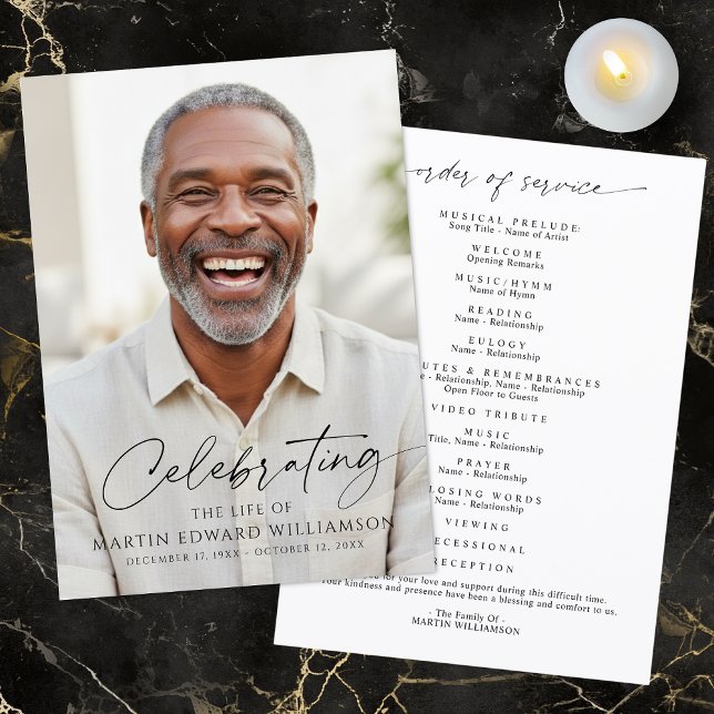 Programa Simple Celebration of Life Photo Funeral Program (Criador carregado)