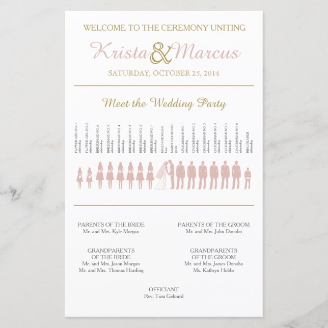 Programa Simples de Casamento de Silhuettes (Frente)