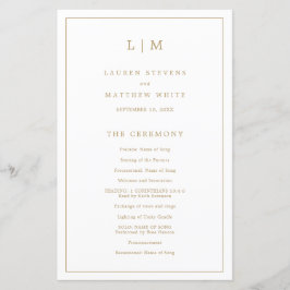 Programa Simples de Casamento em Monograma Dourado