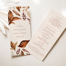 Programa Simples de Casamento Floral de Terracotta