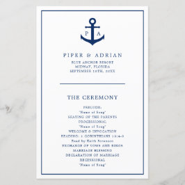 Programa Simples de Casamento Náutico Monograma de