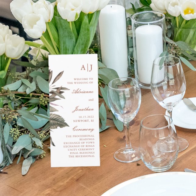 Programa Simples de Cerimônia de Casamento Botânic (Criador carregado)