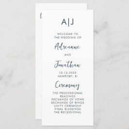 Programa Simples de Cerimônia de Casamento Branco