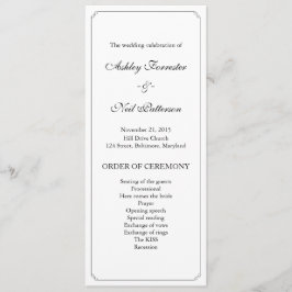 Programa Simples de Cerimônia de Casamento de Fron