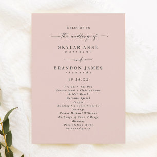 Programa Simples de Cerimônia de Casamento de Rosa