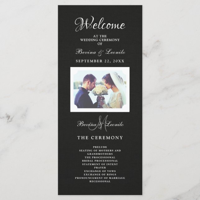 Programa Simples, porém elegante: Linen Preto com Monograma (Frente)