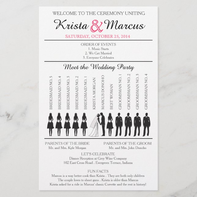 Programa Simples Silhouettes de Casamento Flyer-w (Frente)
