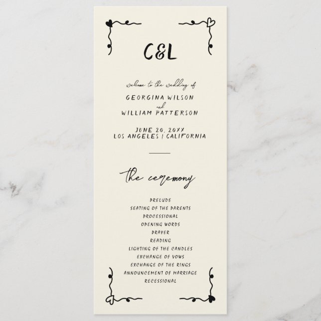 Programa Simples Whimsical Retro Manuscrito (Frente)