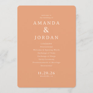 Programa Sofisticada Cerimônia de Casamento Minimalista com