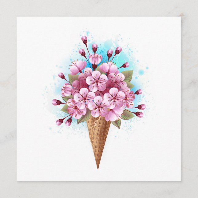 Programa Sorvete Waffle Rosa Sakura Cone (Frente)