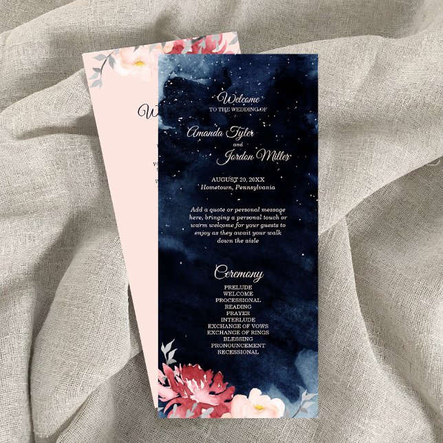 Programa Starry Night Floral Wedding Program (Criador carregado)