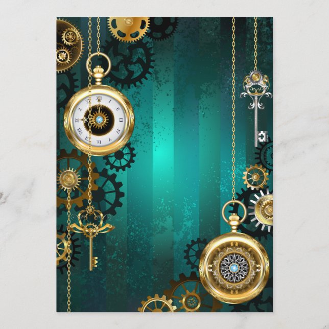 Programa Steampunk Jewelry Watch em um fundo verde (Frente)