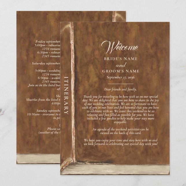 Programa Story Fairytale Library Book Wedding Itinerary (Frente/Verso)