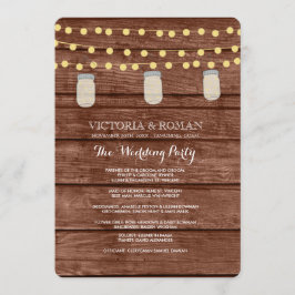 Programa String Lights Mason Jar Wood Wedding Programs