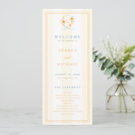 Programa Stripes Floral Crest Monogram & Bow Spring Wedding