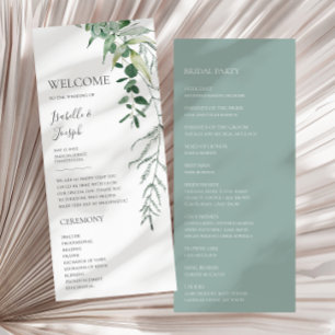 Programa Succulent Greenery Sage Green Flat Weding Program