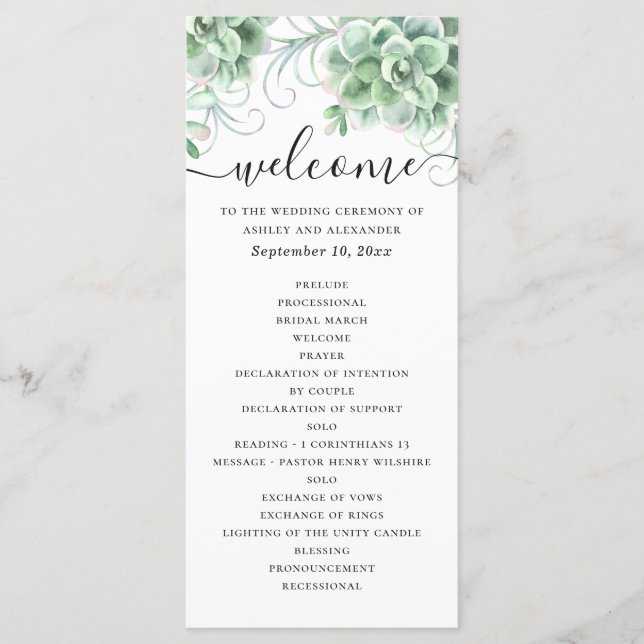 Programa Suculentas em aquarela. Casamento de cactus floral (Frente)