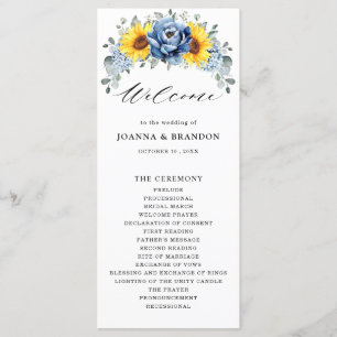 Programa Sunflower Dusty Blue Slate Peony Casamento Floral