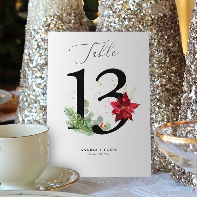 Programa Tabela Casada de Natal Botânica Número 13 (Botanical Christmas Wedding / Event Table Number | No. 13 (For all numbers, see Collection below))