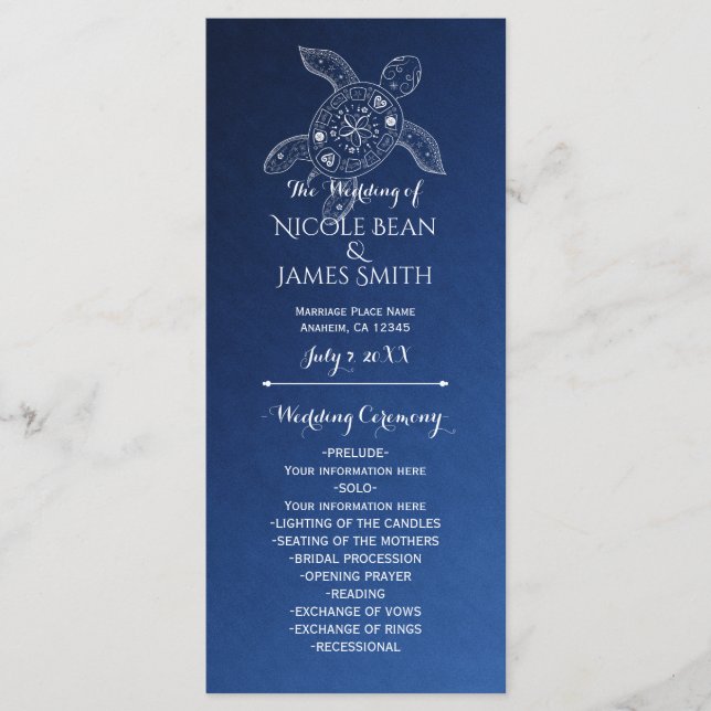 Programa Tartaruga Marinha Havaiana Branco em Azul (Frente)