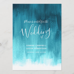 Programa Teal aqua abstrato art pintou casamento
