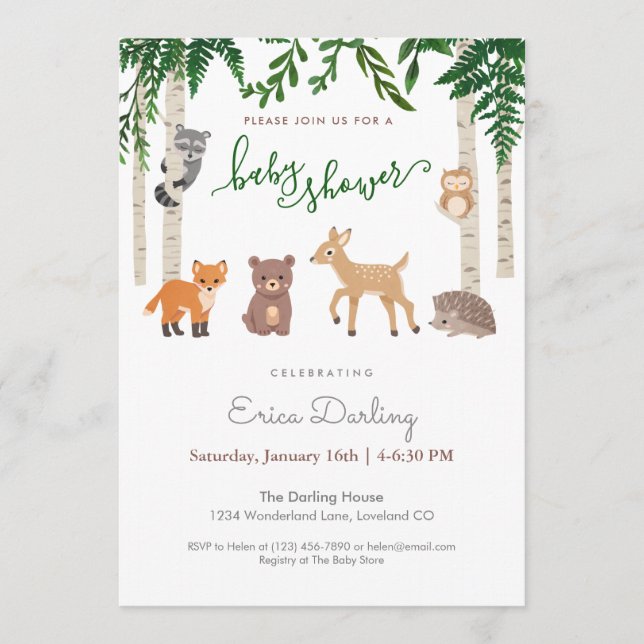 Programa Tema dos chás de fraldas florestais | neutro em te (Frente)