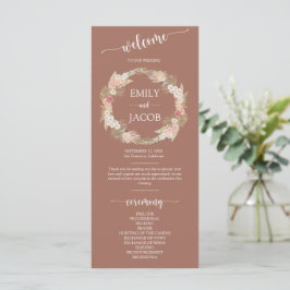 Programa Terracotta Boho Floral Wreath Wedding Flat Program