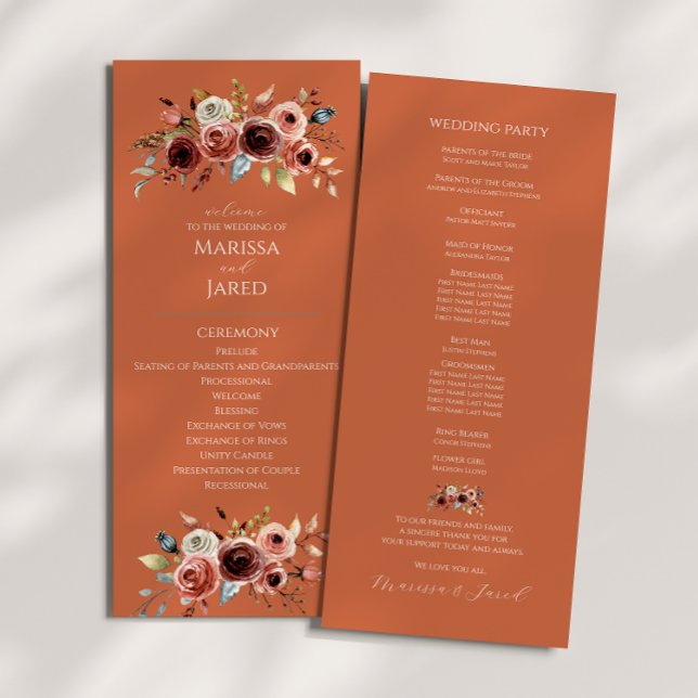 Programa Terracotta Floral Wedding Program (Criador carregado)