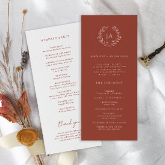 Programa Terracotta Monograma Wedding