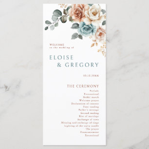 Programa Terracotta Teal Neutral Watercolor casamento flora