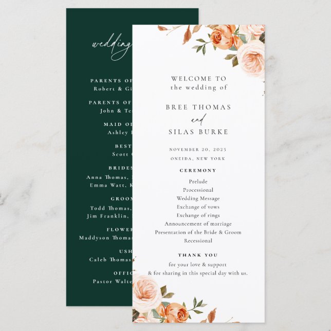 Programa Terrestre de Casamento Floral do Outono (Frente/Verso)