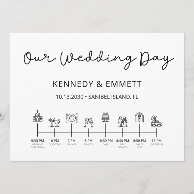 Programa Timeline do Dia do Casamento da Igreja (Frente)