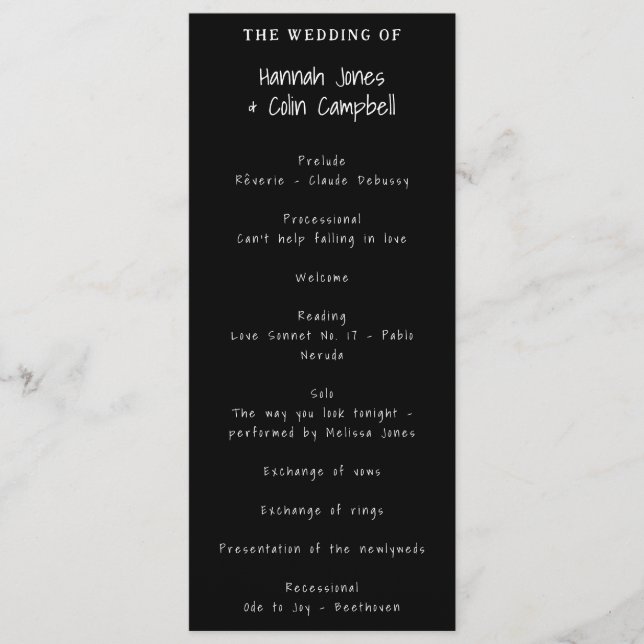 Programa Tipografia Manuscrita Casual Branco e Preto (Frente)