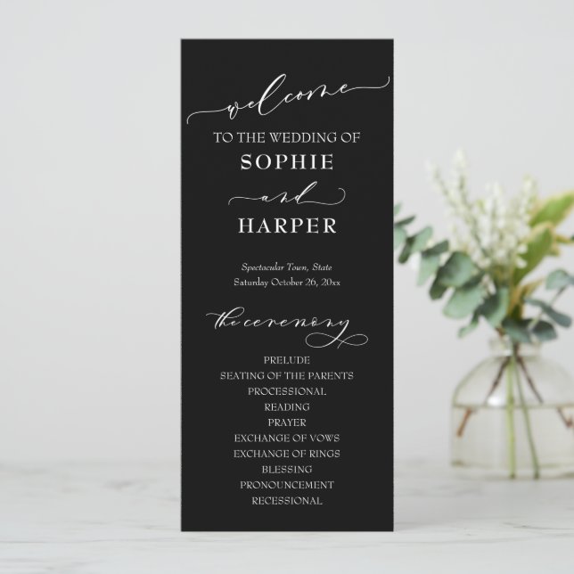 Programa Tipografia Simples, Caligrafia Elegante Preta (Em pé/Frente)