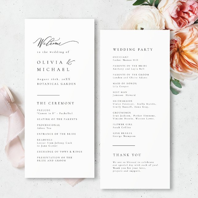 Programa Tipografia Simplesmente Elegante Casamento Moderno (Simply Elegant Typography Modern Wedding Program)