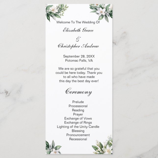 Programa Tradicional de Casamento com Flores Branc (Frente)