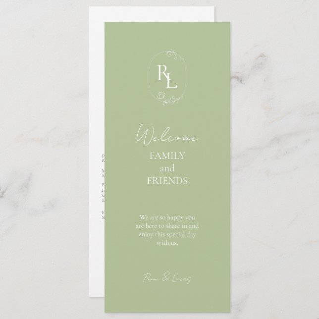 Programa Trendy Mint Green Monogrammed Iniciais Casamento (Frente/Verso)
