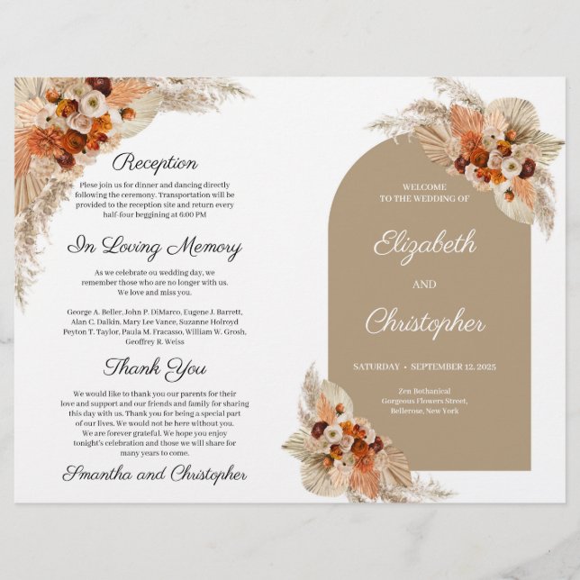 Programa tropical de arco de boho terracotta queim (Frente)