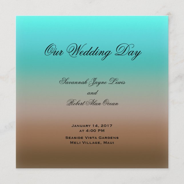 Programa Turquesa para Casamento Tropical de Brown (Frente)
