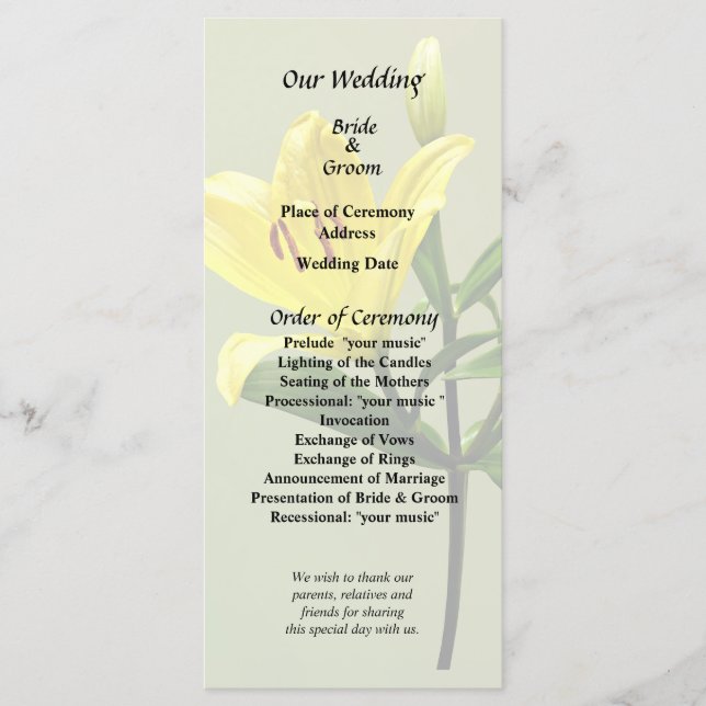 Programa Uma Lírio Amarela (Frente)