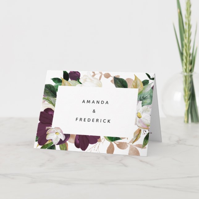 Programa Velvet de ameixa Escura e Casamento Floral de Prim (Frente)