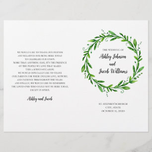 Programa verde do casamento. Cerimónia da igreja