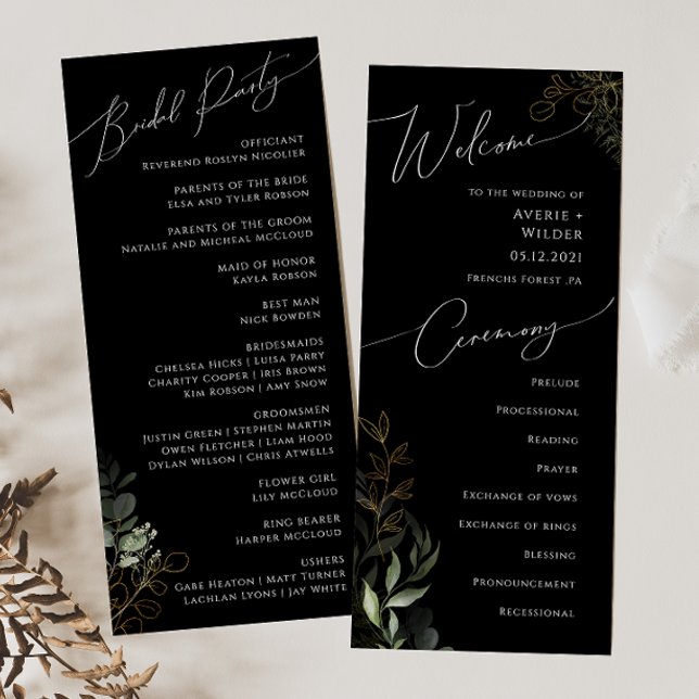 Programa Verde Whimsical e Dourado | Casamento Negro (Criador carregado)