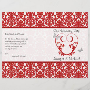 Programa vermelho, branco do casamento da
